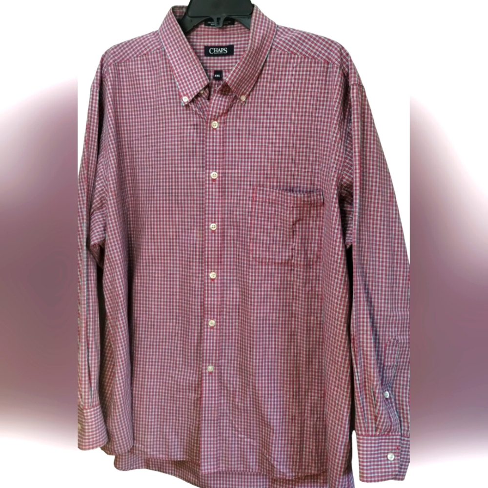 Big Men's Chaps Plaid Button Down Casual Shirt